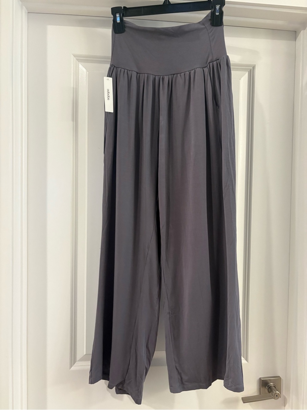 Ododos Wide Leg High-Rise Pants in Slate Gray